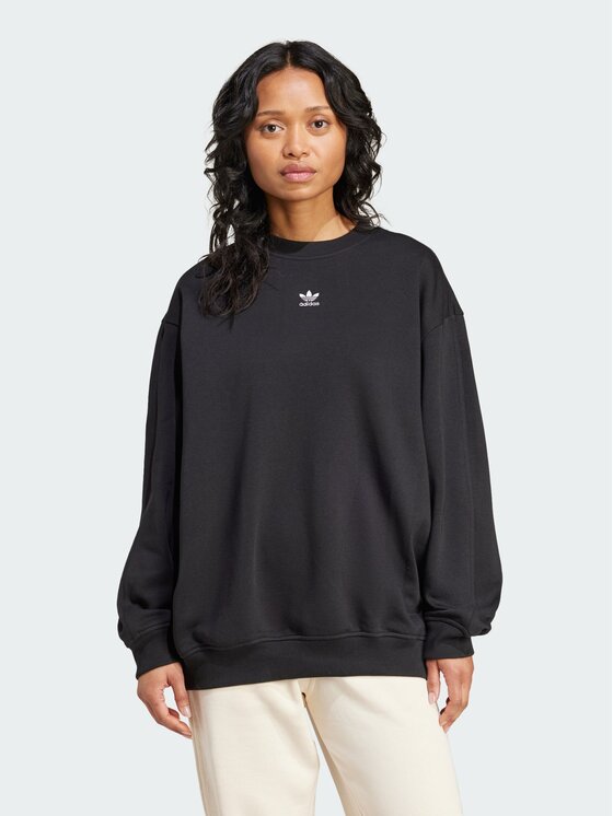 adidas adidas Bluza Essentials Fleece Long Oversized Crew Czarny Oversize