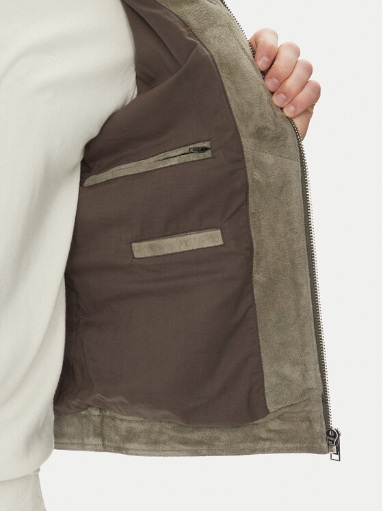 Serge Pariente Serge Pariente Lederjacke Cred Grau Regular Fit