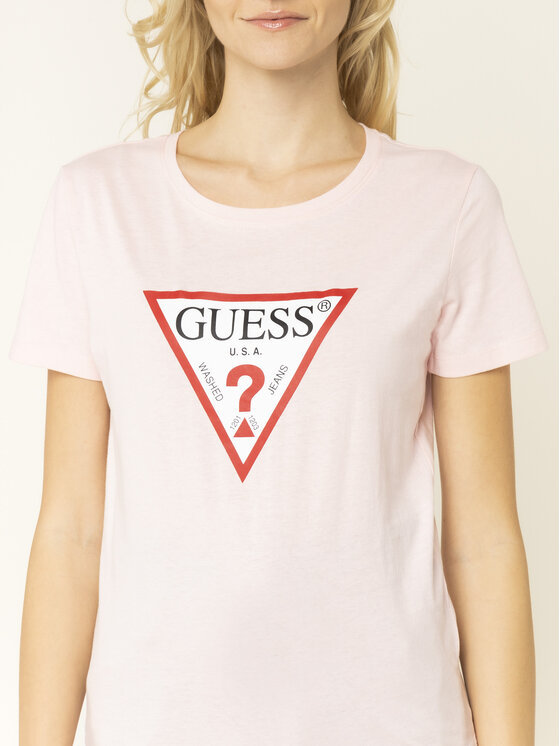 Guess Guess Marškinėliai Basic Triangle Tee W01I98 JA900 Rožinė Regular Fit