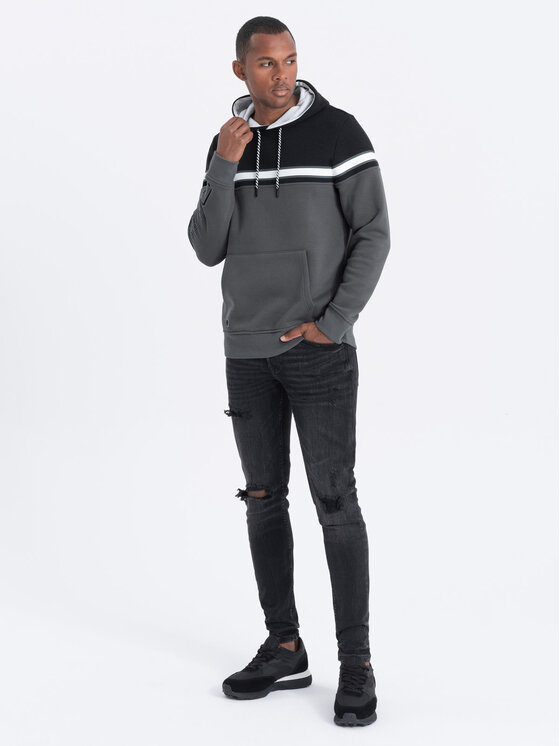 Ombre Ombre Mikina OM-SSNZ-22FW-014 Šedá Regular Fit