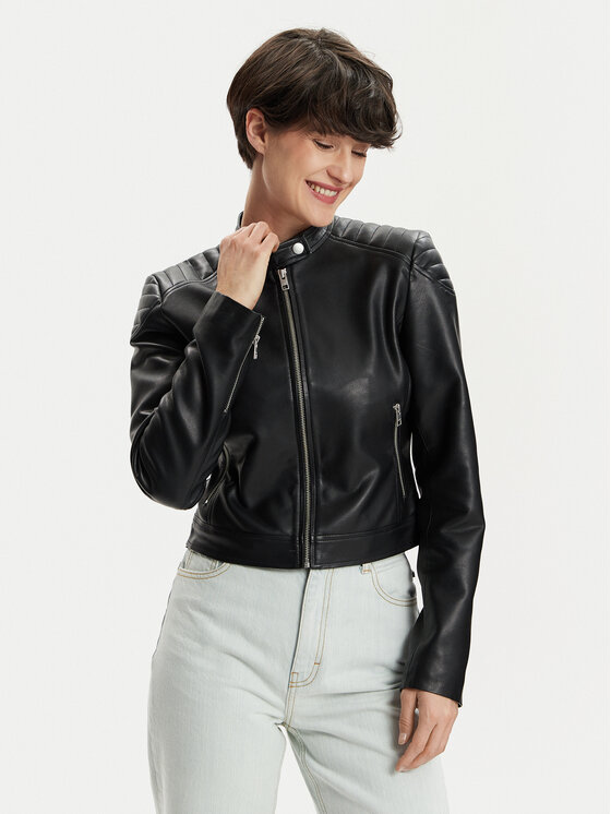 JJXX JJXX Bunda z imitácie kože Ava 12258376 Čierna Slim Fit