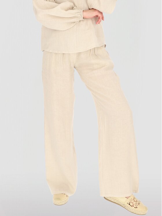 Perso Perso Spodnie damskie PTE255039F Beżowy Regular Fit