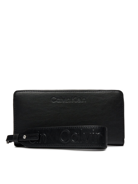 Portofel Mare de Damă Calvin Klein Gracie Wallet W/Strap Lg K60K611388 Negru