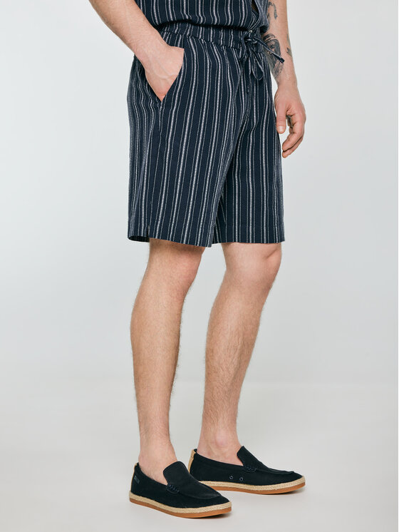 BIG STAR BIG STAR Szorty jeansowe GOFRISZ Granatowy Basic Fit