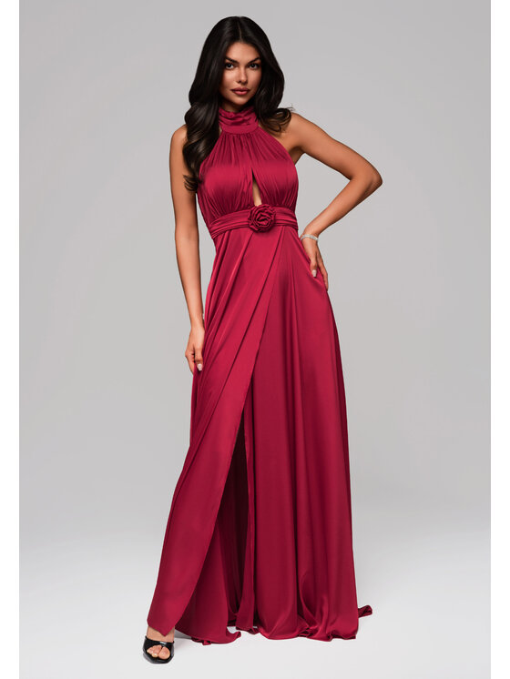Ombre Ombre Sukienka wieczorowa LA-OM-DLR139 Czerwony Regular Fit