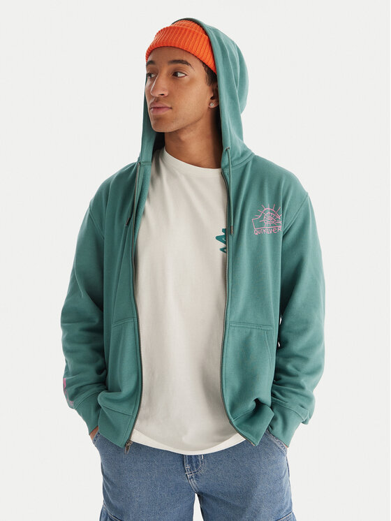 Quiksilver Quiksilver Суитшърт Graphic Hood Zip EQYFT05133 Зелен Regular Fit