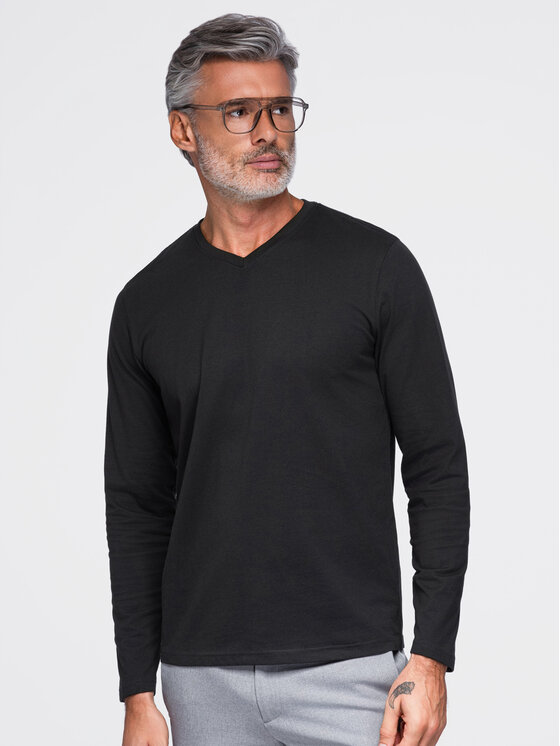 Ombre Ombre Longsleeve OM-LSBL-0143 Czarny Regular Fit