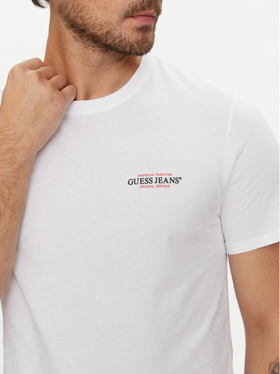 Guess Jeans Guess Jeans Tricou M4YI55 K8HM0 Alb Regular Fit