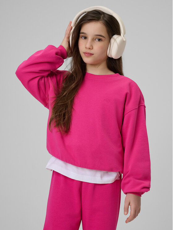 4F 4F Bluza BASIC+ Różowy Regular Fit