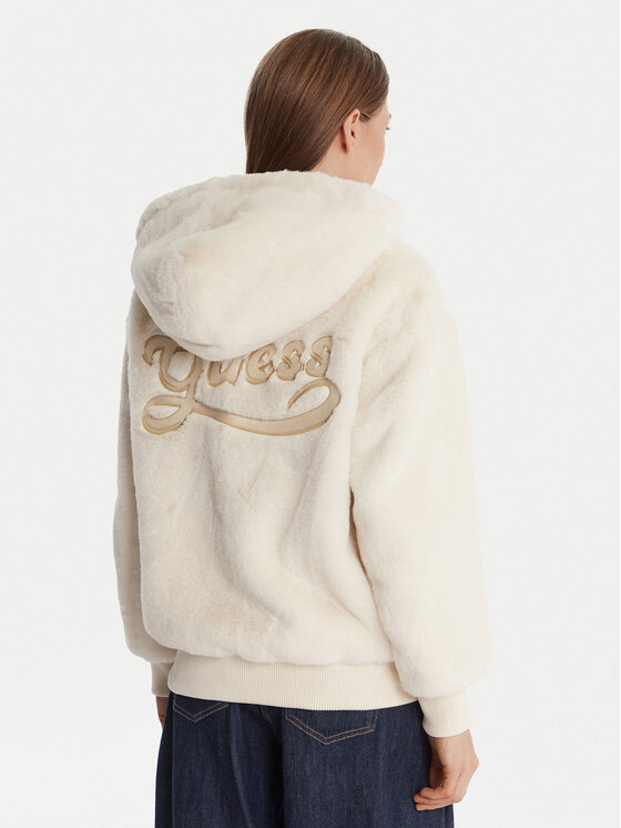 Guess Guess Кожено палто W5BL66 W3890 Екрю Regular Fit