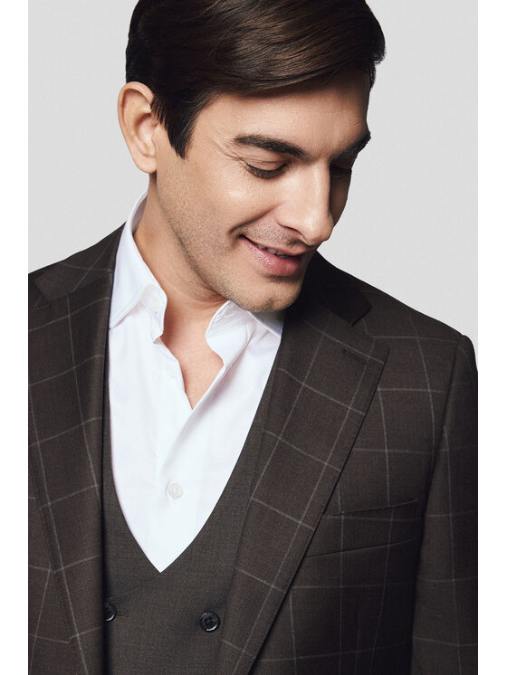 Lancerto Lancerto Garnitur Castel GA073125000021 Brązowy Slim Fit