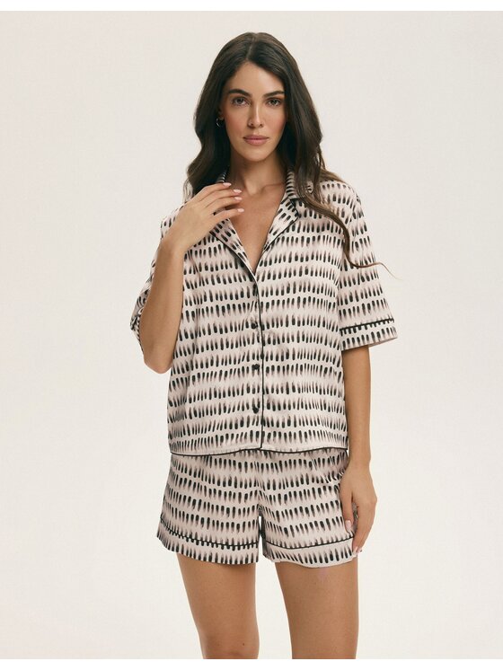 Esotiq Esotiq Piżama 44916 Beżowy Regular Fit