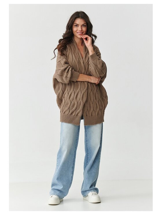 Makadamia Makadamia Kardigan S163 Brązowy Loose Fit