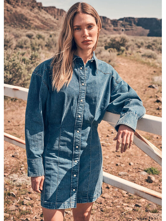 Wrangler Wrangler Vestito da giorno DARTED SKIRT DRESS Blu Regular Fit