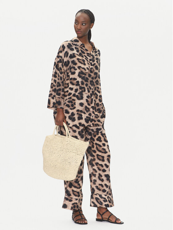 LOLA CASADEMUNT LOLA CASADEMUNT Kalhoty z materiálu LS2514018 Hnědá Relaxed Fit