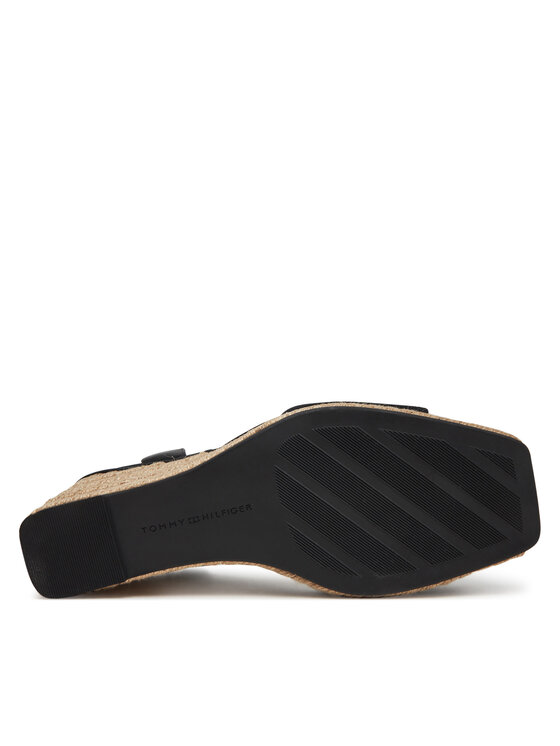 Tommy Hilfiger Tommy Hilfiger Espadrile Leather & Suede High Wedge Espad FW0FW08803 Negru