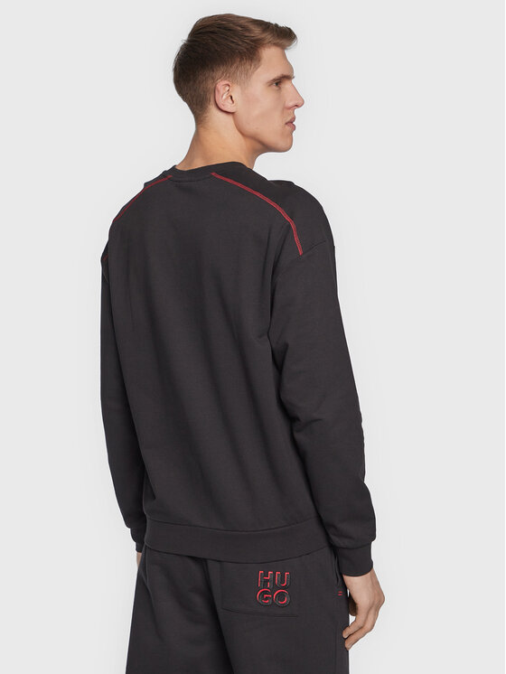 HUGO Hugo Majica dugih rukava Monologo 50478920 Crna Regular Fit