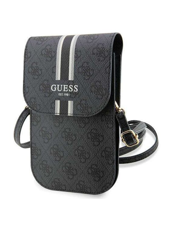Torebka na telefon Guess, Czarna, 4G Stripes