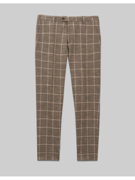Borgio Borgio Spodnie garniturowe crissolo Brązowy Slim Fit