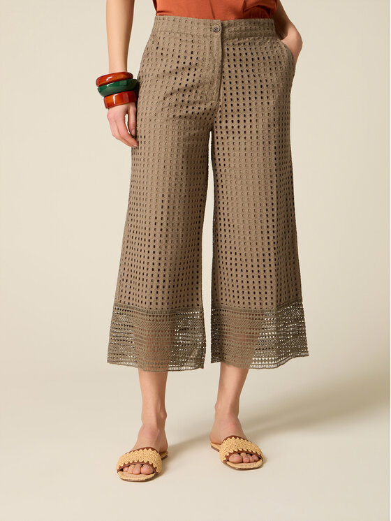Oltre Oltre Spodnie materiałowe P01QR009254N035 Zielony Baggy Fit