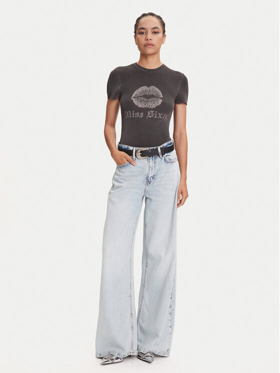 Miss Sixty Miss Sixty T-Shirt 6S1RJ23100 Szary Slim Fit