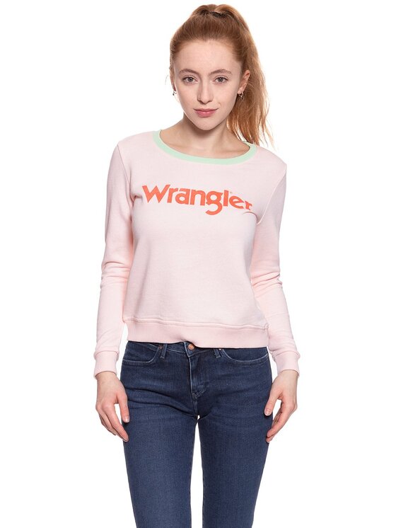 Wrangler Wrangler Sweter RETRO KABEL SWT Różowy Loose Fit
