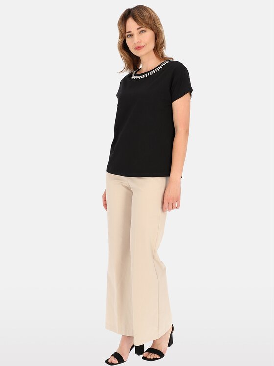 Perso Perso T-Shirt TCE243000F Czarny Regular Fit