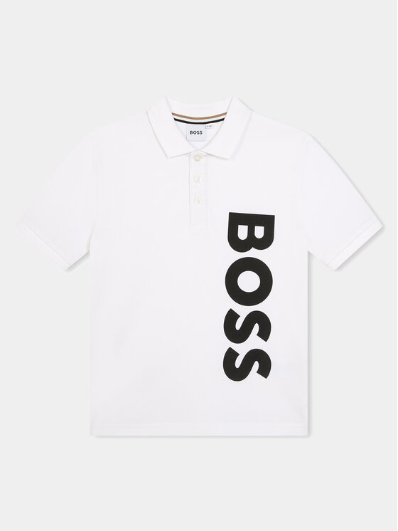 Тениска с яка и копчета Boss