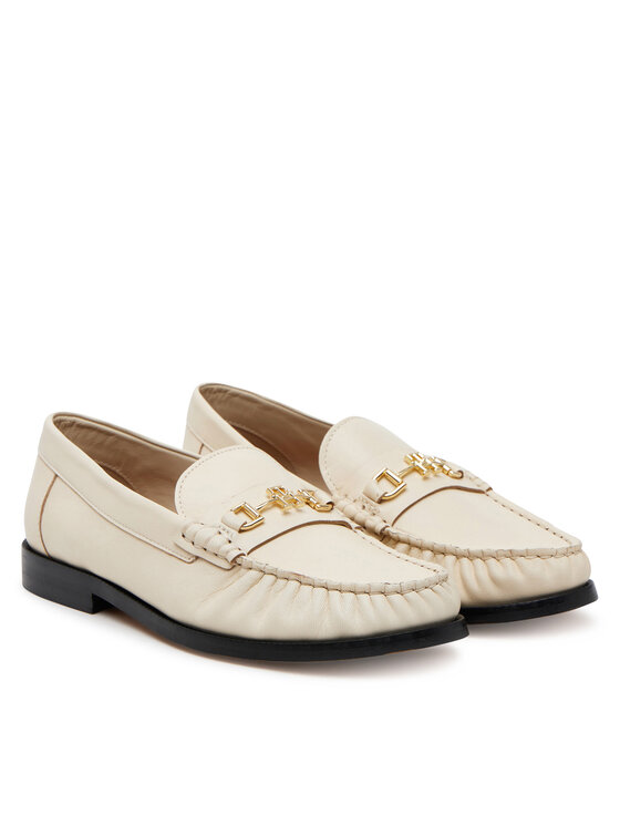 Tommy Hilfiger Tommy Hilfiger Halbschuhe Soft Leather Horsebit Loafer FW0FW08414 Écru