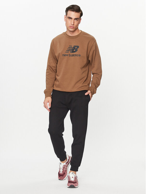 New Balance Bluz Essentials Stacked Logo French Terry Crewneck MT31538 Maro Regular Fit