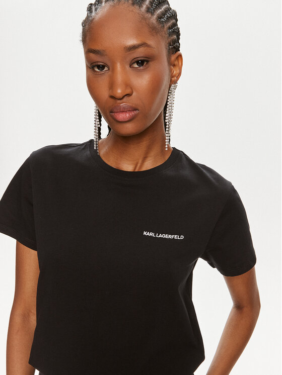 KARL LAGERFELD KARL LAGERFELD T-krekls Essential 245W1714 Melns Regular Fit