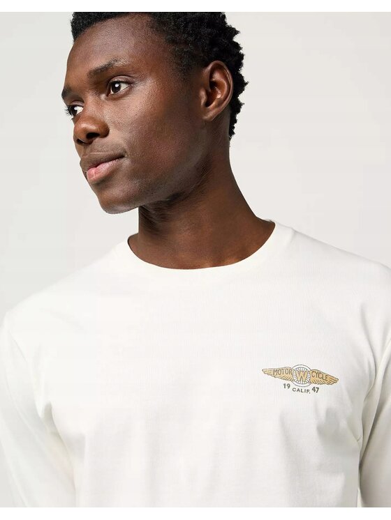 Wrangler Wrangler Longsleeve Long Sleeve Americana Tee Biały Regular Fit