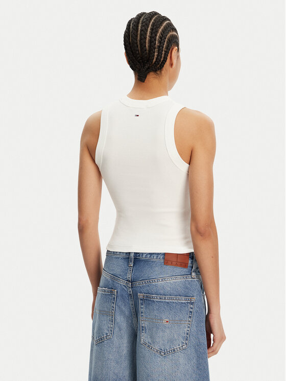 Tommy Jeans Tommy Jeans Top DW0DW21339 Écru Slim Fit