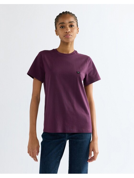 Wrangler Wrangler T-Shirt SIGN OFF TEE Fioletowy Slim Fit