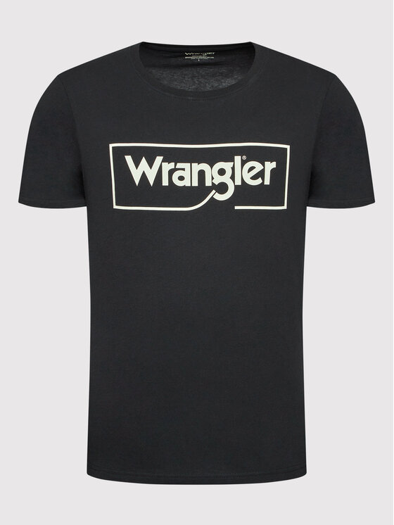 Wrangler Wrangler T-Shirt Frame Logo W7H3D3XV6 Czarny Regular Fit