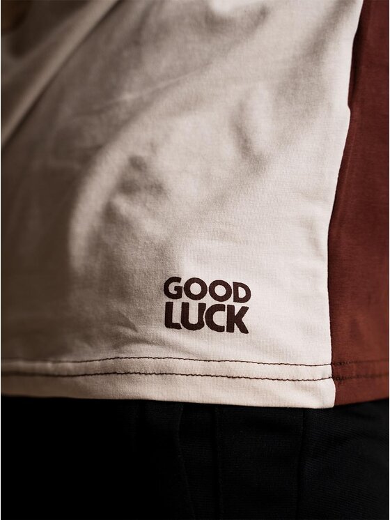 Good Luck Good Luck T-Shirt Koszulka Z Krótkim Rękawem GOOD LUCK Wavy Brązowa / Jasna Brązowa / Beżowa 4XL Brązowy Regular Fit