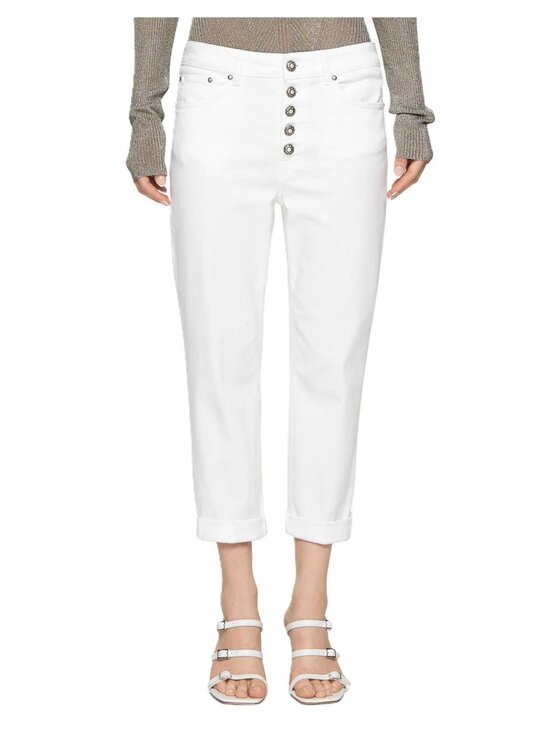 パンツ DONDUP Women Straight Pants DP268B BS0030 PTD000 White Dondup Jeansy dp268b-bs0030d-ptd-000 Biały Regular Fit