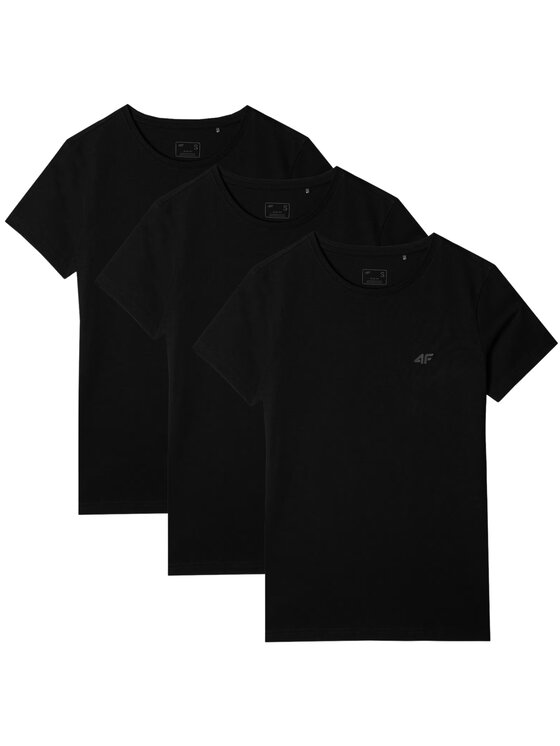 4F 4F Komplet t-shirtów 3P-SS-4FWMM00TTSHF2255-20S Czarny Slim Fit
