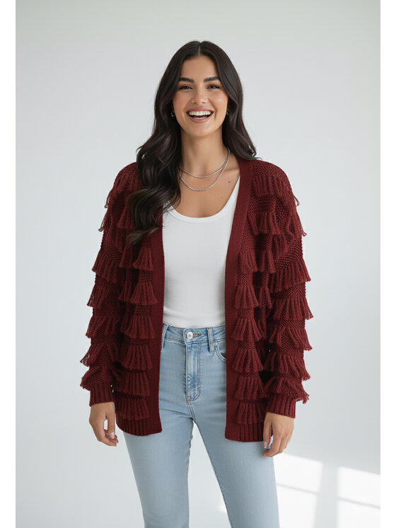 FIGL FIGL Kardigan M1259 Bordó Regular Fit