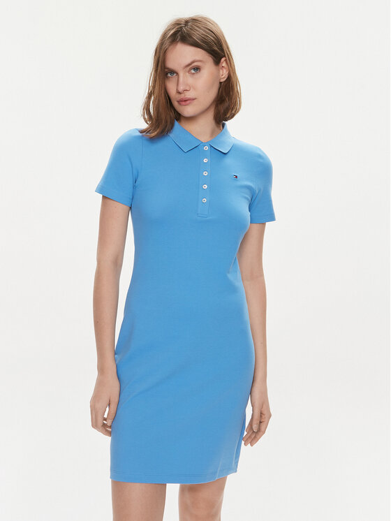 Tommy Hilfiger Tommy Hilfiger Ежедневна рокля 1985 WW0WW37853 Син Slim Fit