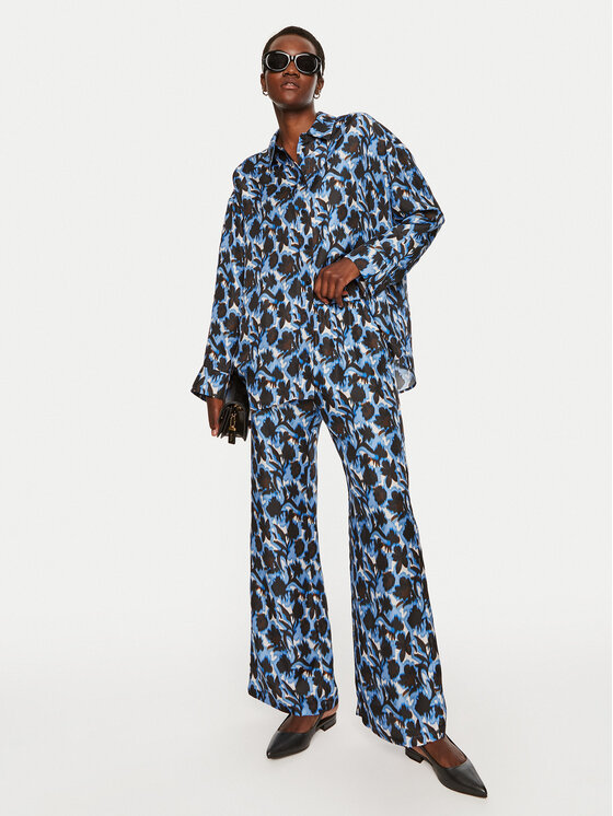 Munthe Munthe Szövet nadrág Arum 243143824336 Kék Loose Fit