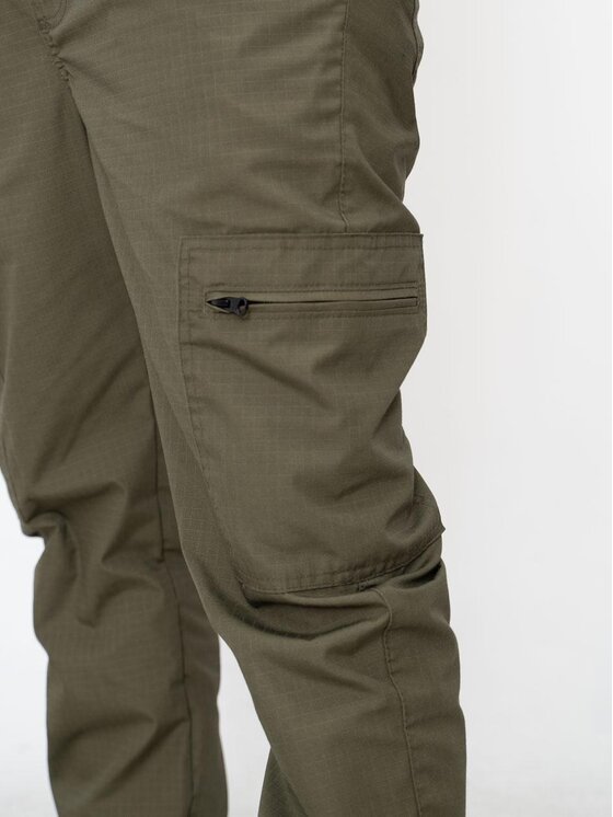 Jigga Wear Jigga Wear Spodnie materiałowe Spodnie Materiałowe Jogger Bojówki Ze Ściągaczem Jigga Wear Crown Ripstop Cargo Khaki M Khaki Jogger Fit