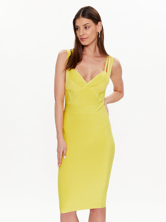 Marciano Guess Marciano Guess Коктейльна сукня Itzel 3GGK04 5036Z Жовтий Slim Fit
