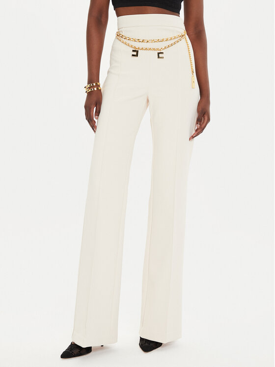 Elisabetta Franchi Elisabetta Franchi Palazzohose PA-T35-46E2 Écru Regular Fit