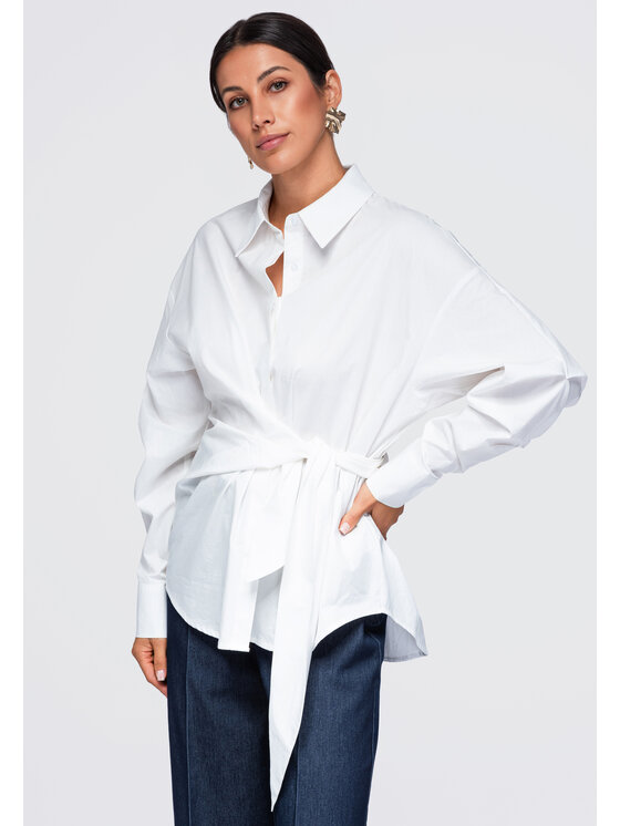 Ombre Ombre Koszula OW-SH-E0076 Biały Relaxed Fit