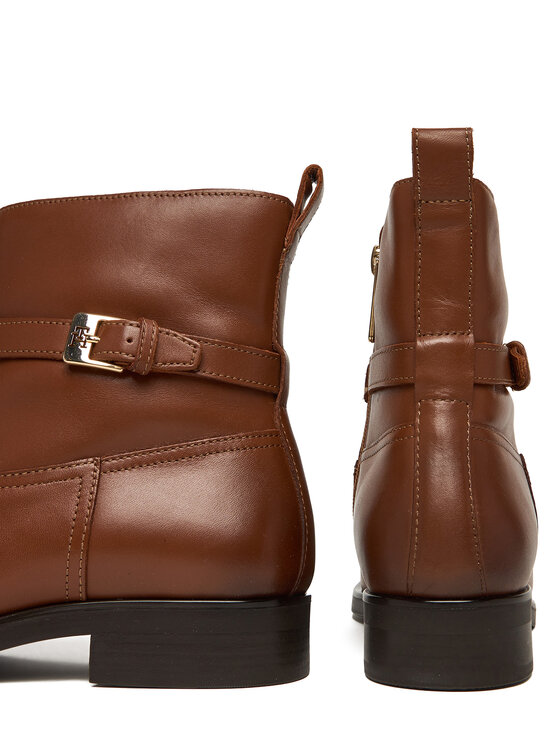 Tommy Hilfiger Tommy Hilfiger Īsie zābaki Th Buckle Riding Leather Bootie FW0FW08781 Brūns