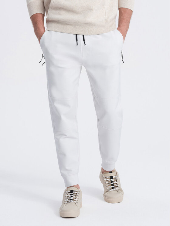 Ombre Ombre Teplákové kalhoty OM-PASK-0142 Bílá Regular Fit