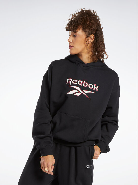 Reebok Суитшърт Archive Classics Big Logo Fleece HS4718 Черен Oversize ...