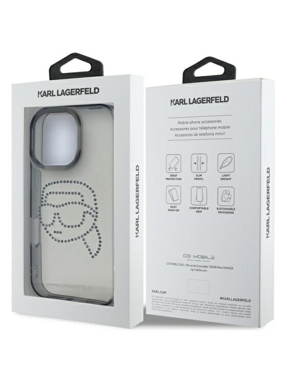 KARL LAGERFELD KARL LAGERFELD Etui na telefon IML Rhinestones Karl Head Czarny
