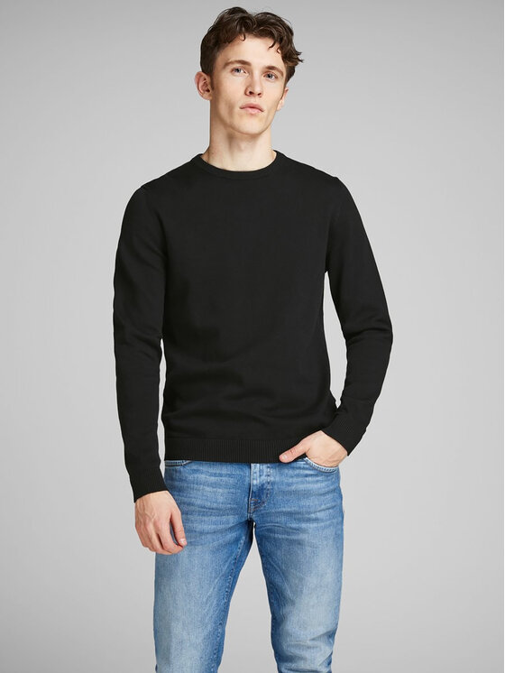 Jack&Jones Džemperis Basic 12137190 Melns Regular Fit